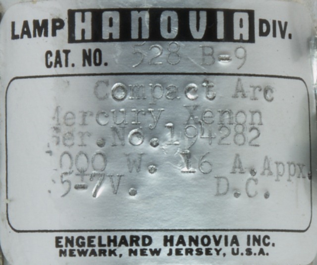 HANOVIA Xenon-Mercury Compact Arc Lamp 528 B-9