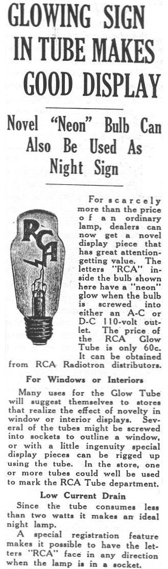 RCA Advertising Neon Light Bulb