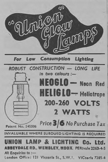 Union NEOGLO 2W 200-250V Neon Glow Lamp