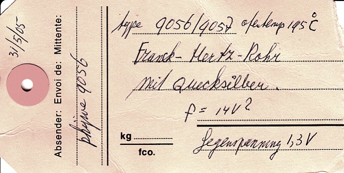 PHYWE Quecksilber Franck-Hertz Röhre Typ 9056