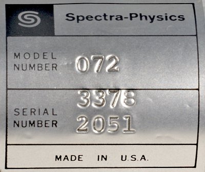 Spectra-Physics He-Ne Laser Tube Model 072