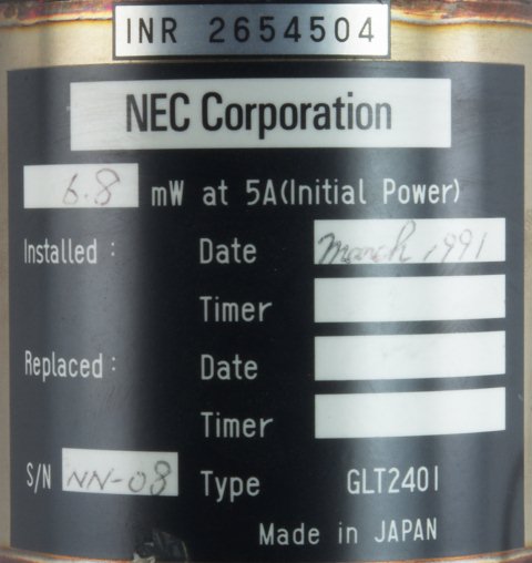 NEC Type GLT2401 Argon Ion Laser Tube