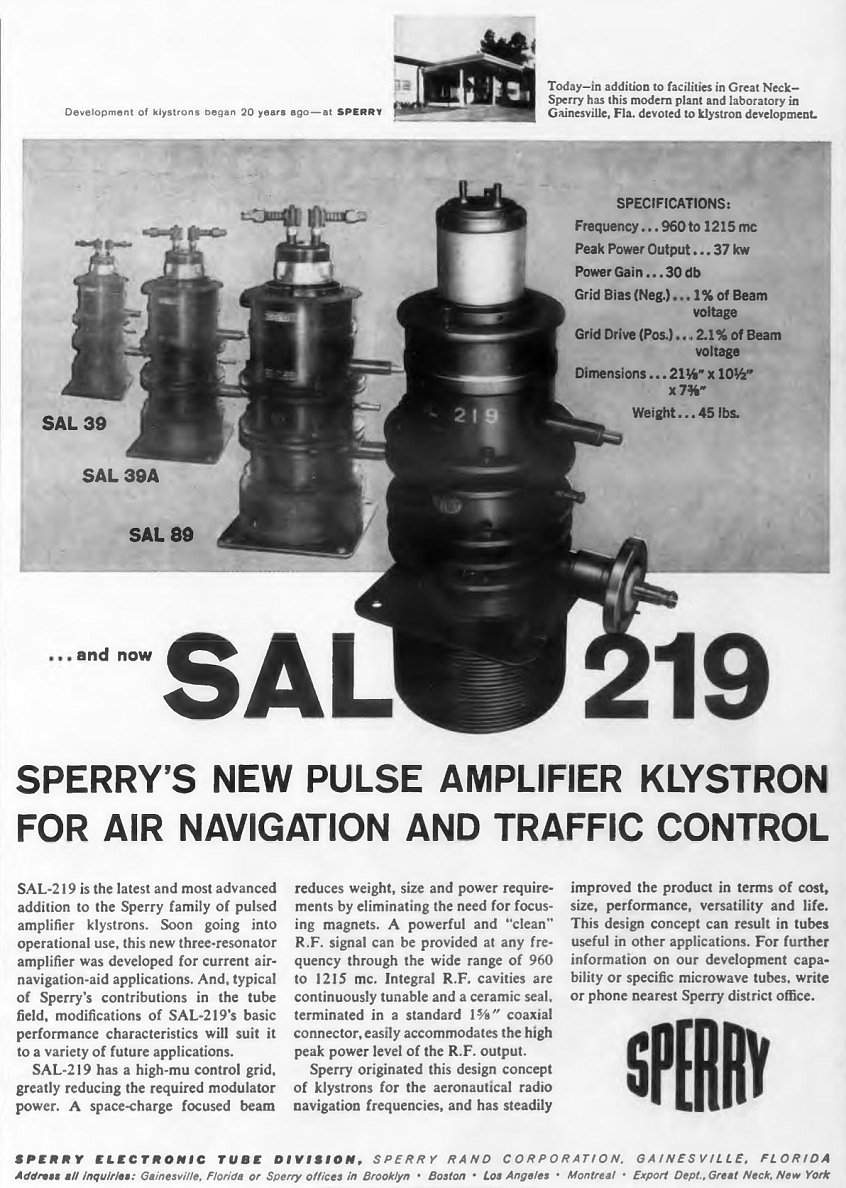 SPERRY SAL-219 L-Band Klystron Amplifier