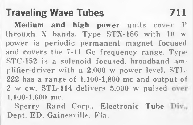 Sperry STC-152 C-Band Water-Cooled Travelling Wave Tube