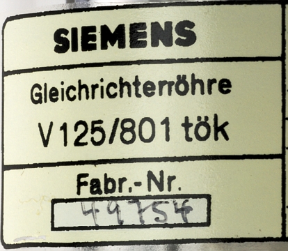 Siemens V125/801tök Hochspannungsgleichrichter