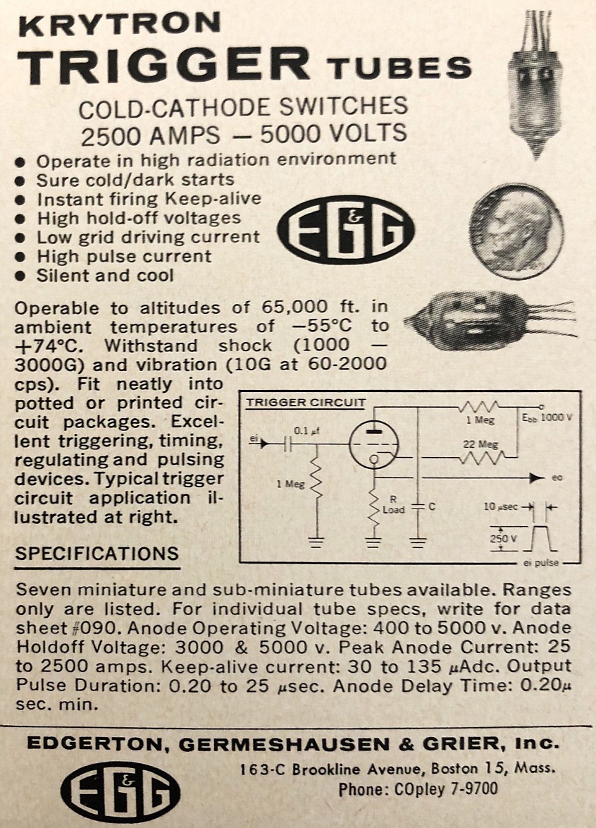 EG&G Krytron Trigger Tubes