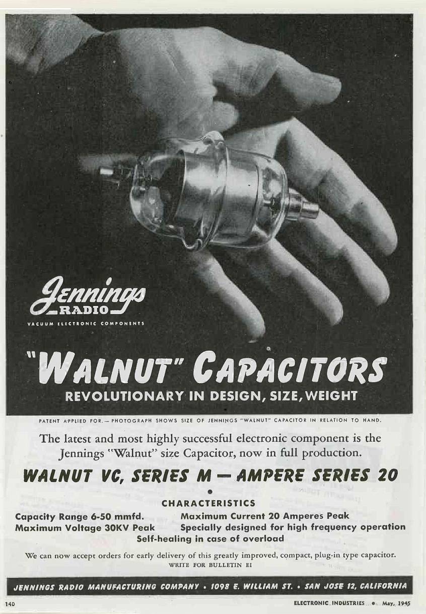 Jennings Radio Type W-Walnut Fixed Vacuum Capacitor