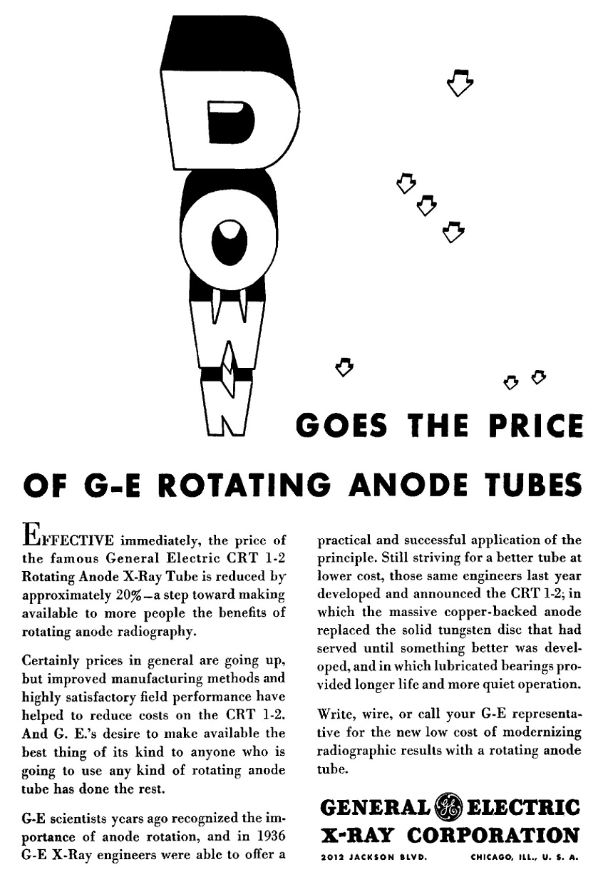 General Electric CRT 1-2 Rotating Anode X-Ray Tube