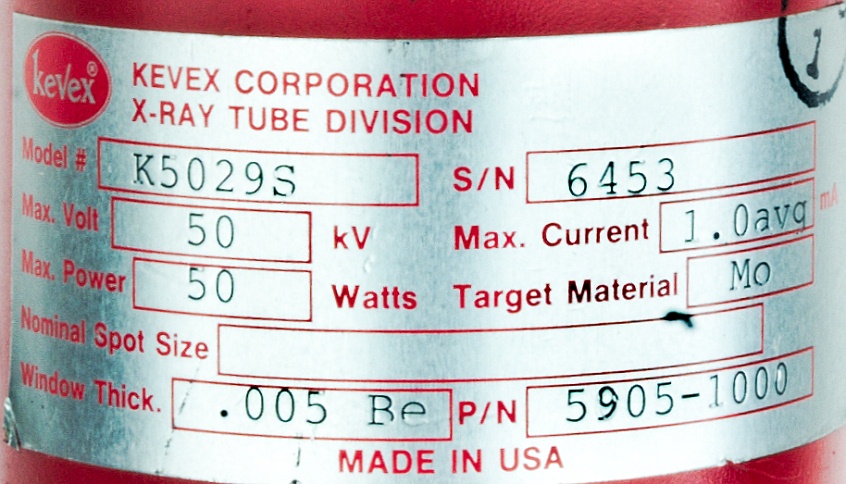 KEVEX K5029S Microfocus Rod Anode X-ray Tube