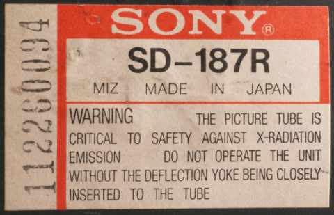 Sony SD-187R Projection CRT