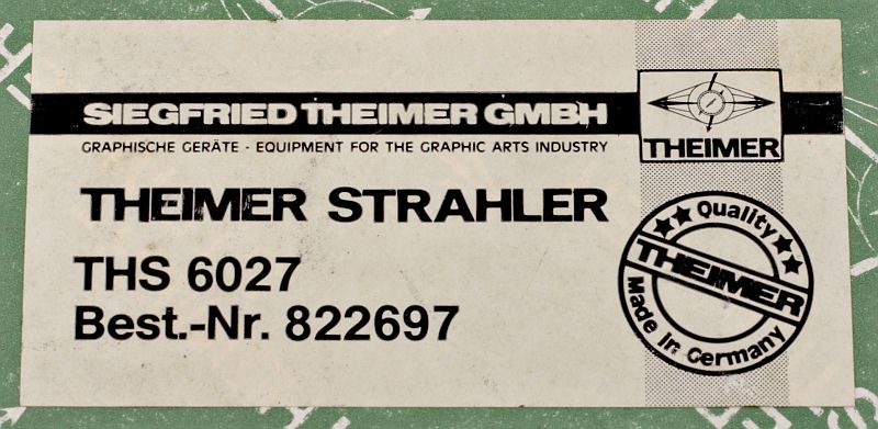 Theimer Strahler THS 6027 6,000 W 440 V Multi-spectrum Exposure Lamp