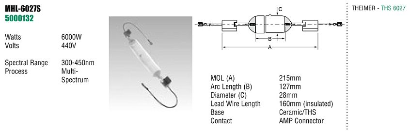 Theimer Strahler THS 6027 6,000 W 440 V Multi-spectrum Exposure Lamp
