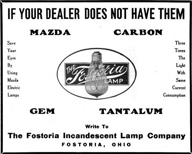 The Fostoria Incandescent Lamp Company Ad