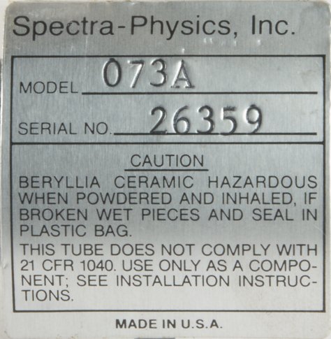 Spectra Physics Model 073A Argon Ion Laser Tube