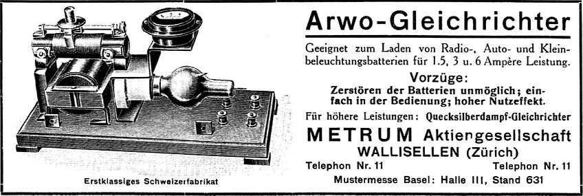 METRUM GA2/H ARWO Einweg-Gleichrichterröhre