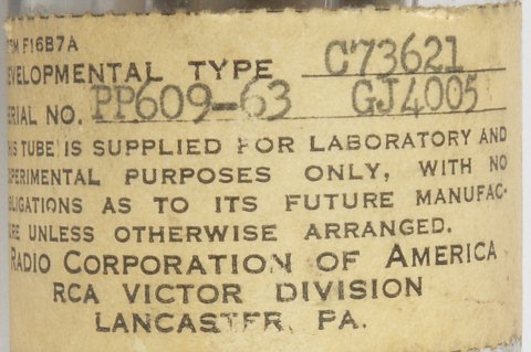RCA Developmental Type C73621 Computer Storage Tube