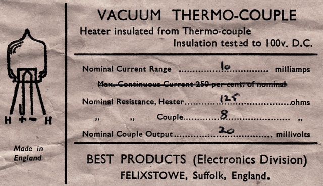BEST PRODUCTS Vacuum Thermocouple